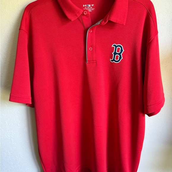 Men’s XL Red Under Armour Heatgear Fanatics MLB Boston Red Sox Loose Fit Polo - Picture 1 of 5